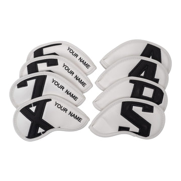 Custom Large No. Magnetic White Leather Iron Head Covers